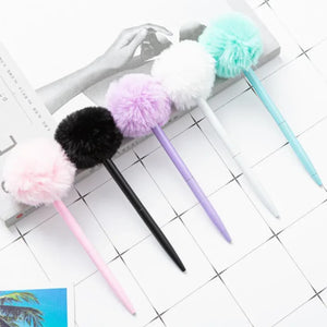 Cute Stationery Pompom Gel Pen Colorful Plush Pen School Office Supplies Kawaii Creative Gifts for Girls Gift Writing Tools
