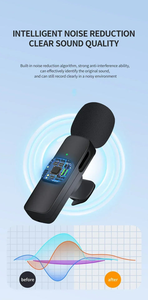 Xiaomi Wireless Lavalier Microphone Audio Recording Mini Replaceable Windproof Wool Microphone for iPhone16 Shoot vlog YouTube