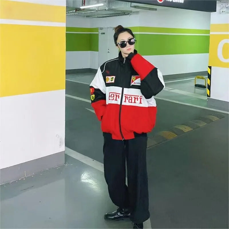 Embroidered F1 Racing Suit Casual Jacket Men and Women Motorcycle Cycling Jackets For Ferrari Roma 488 Portofino F08 Spider SF90
