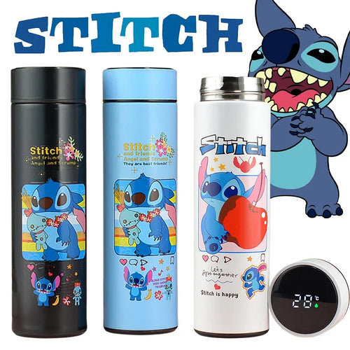 Disney Stitch Stainless Steel Smart Water Bottle with Digital Temperature Display Kids Keep Drink Hot Cartoon Cute Children Cup