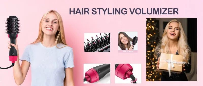 4 In 1 Hot Air Brush Styling Comb One-Step Heating Comb Hair Straightening Brush for Straight Curly Professional Hair Dryers