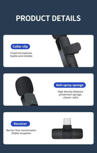 Xiaomi Wireless Lavalier Microphone Audio Recording Mini Replaceable Windproof Wool Microphone for iPhone16 Shoot vlog YouTube