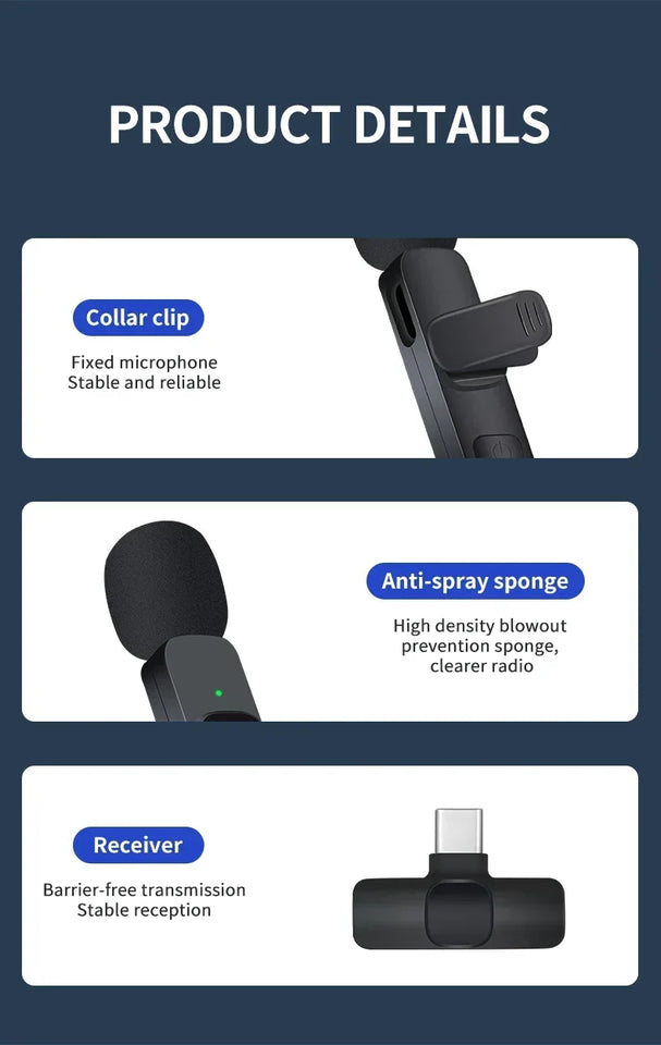 Xiaomi Wireless Lavalier Microphone Audio Recording Mini Replaceable Windproof Wool Microphone for iPhone16 Shoot vlog YouTube