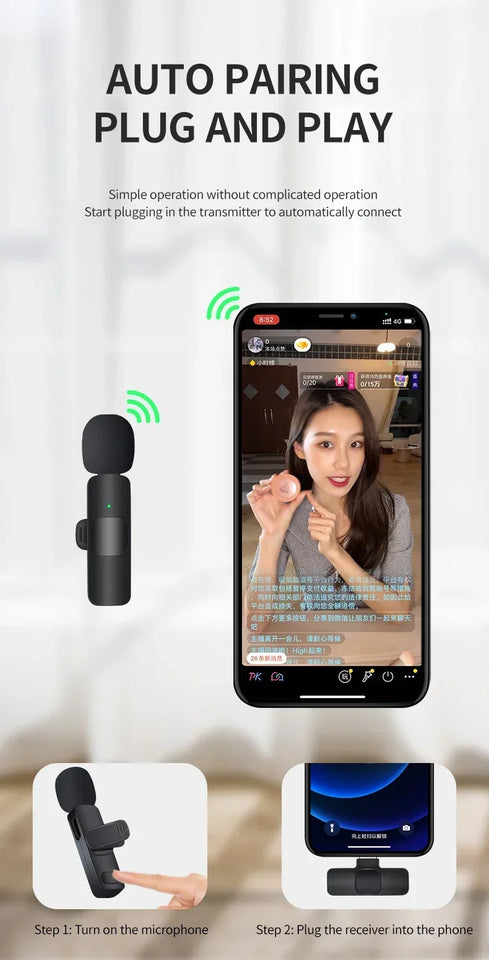 Xiaomi Wireless Lavalier Microphone Audio Recording Mini Replaceable Windproof Wool Microphone for iPhone16 Shoot vlog YouTube