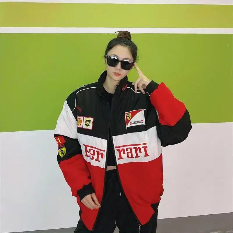 Embroidered F1 Racing Suit Casual Jacket Men and Women Motorcycle Cycling Jackets For Ferrari Roma 488 Portofino F08 Spider SF90